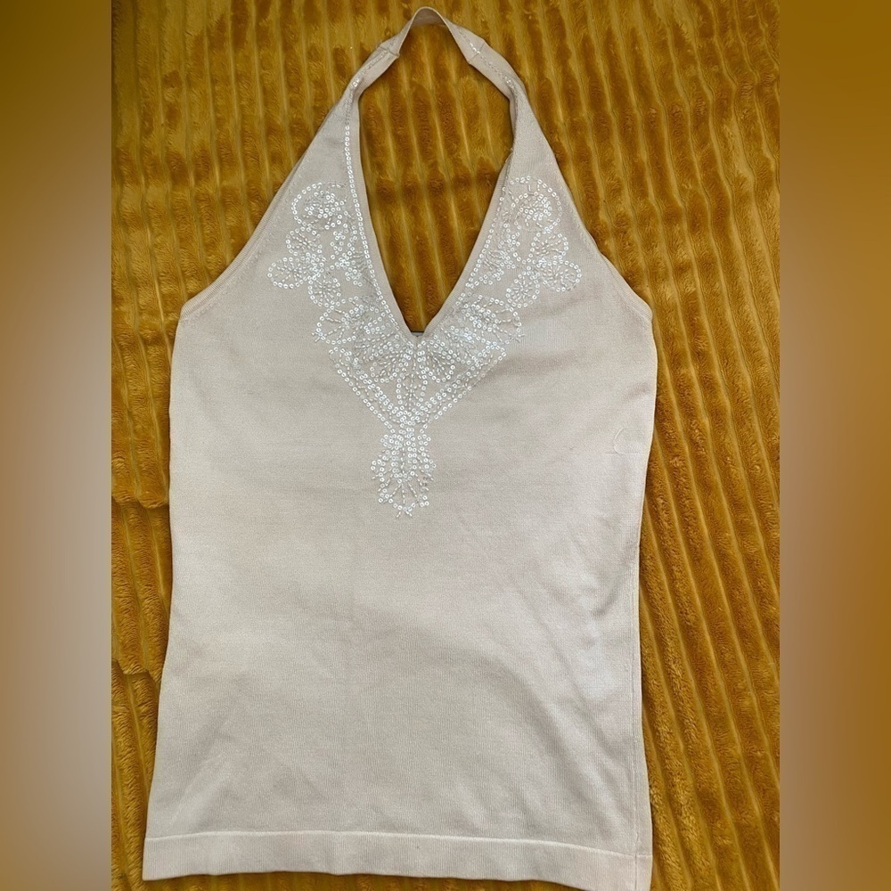 BCBG Maxazria embellished sequin silk halter top. Never used! NWOT​​​​​​​​​​